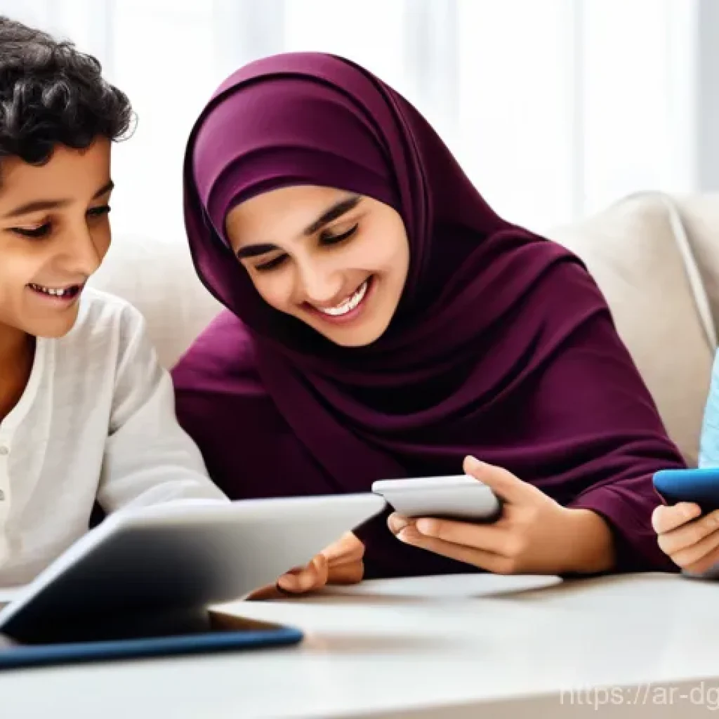 디지털 광고 캠페인에서의 성공적인 브랜딩 전략 - **Prompt 1: Modern Arab Family Engaging with Educational Content**
    "A warmly lit, inviting moder...
