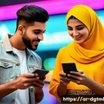 다양한 고객 세그먼트에 맞춘 광고 전략 - A vibrant social media marketing scene targeting young Arab adults aged 18-30, featuring diverse men...