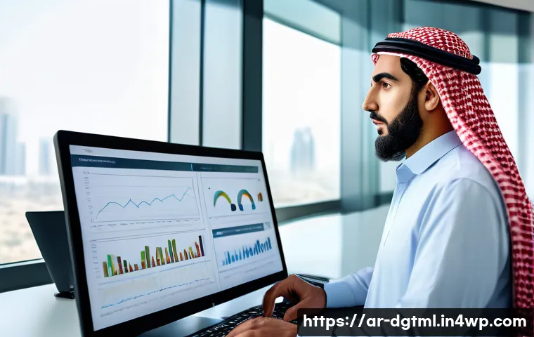 고객 페르소나 개발을 통한 타겟팅 전략 - A professional Middle Eastern marketing analyst in a modern office setting, analyzing customer behav...